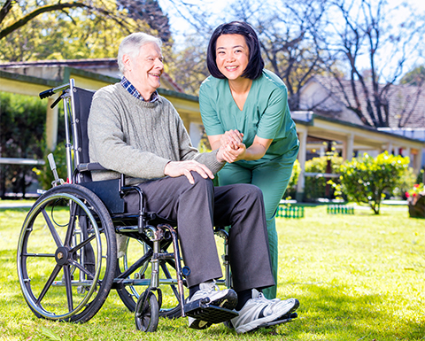 Caregiver with Senior Outside